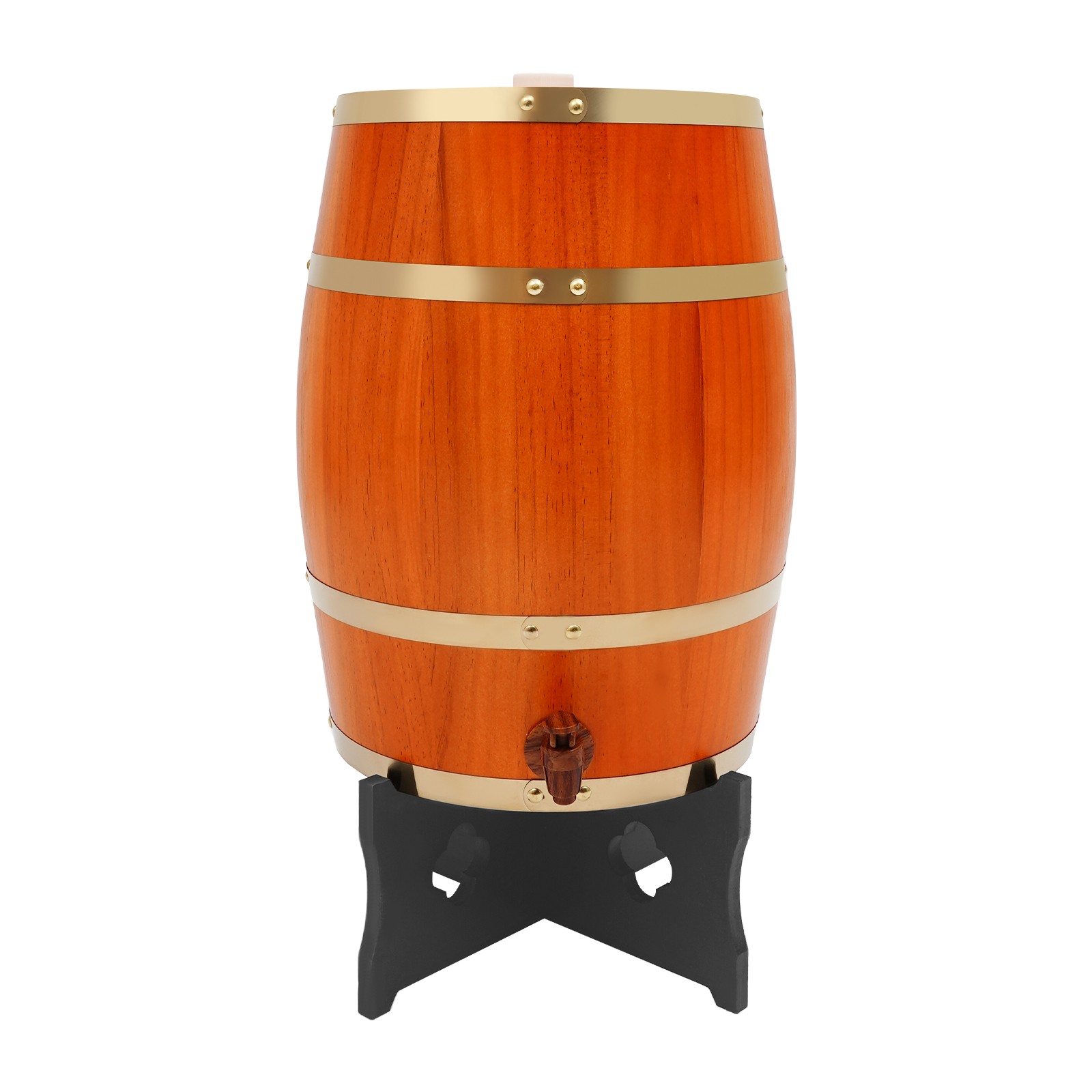 Vertical 20l Oak Style Wine Barrel With Stand 10.6x16.5 Inch Wooden With Spigot