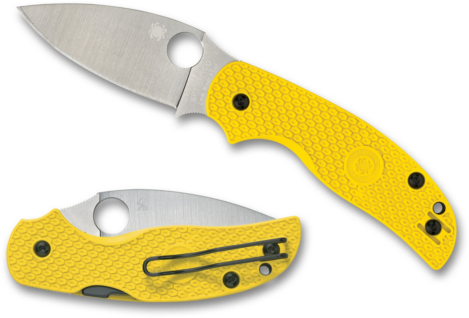 SPYDERCO Sage 5, Yellow Lightweight FRN Scales, CPM MagnaCut Steel, C123PYL NEW