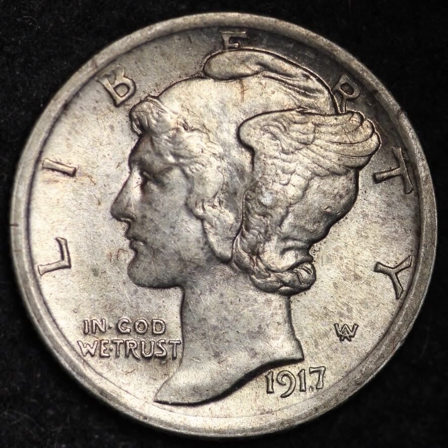 1917 Mercury Dime CHOICE BU FREE SHIPPING E216 JEB