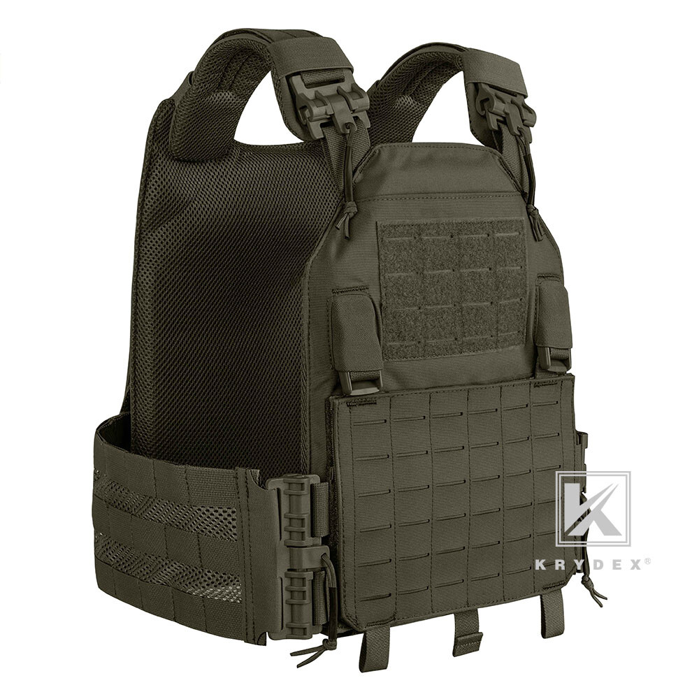 KRYDEX Tactical Plate Carrier Quick Release MOLLE Panel with Clip Ranger Green