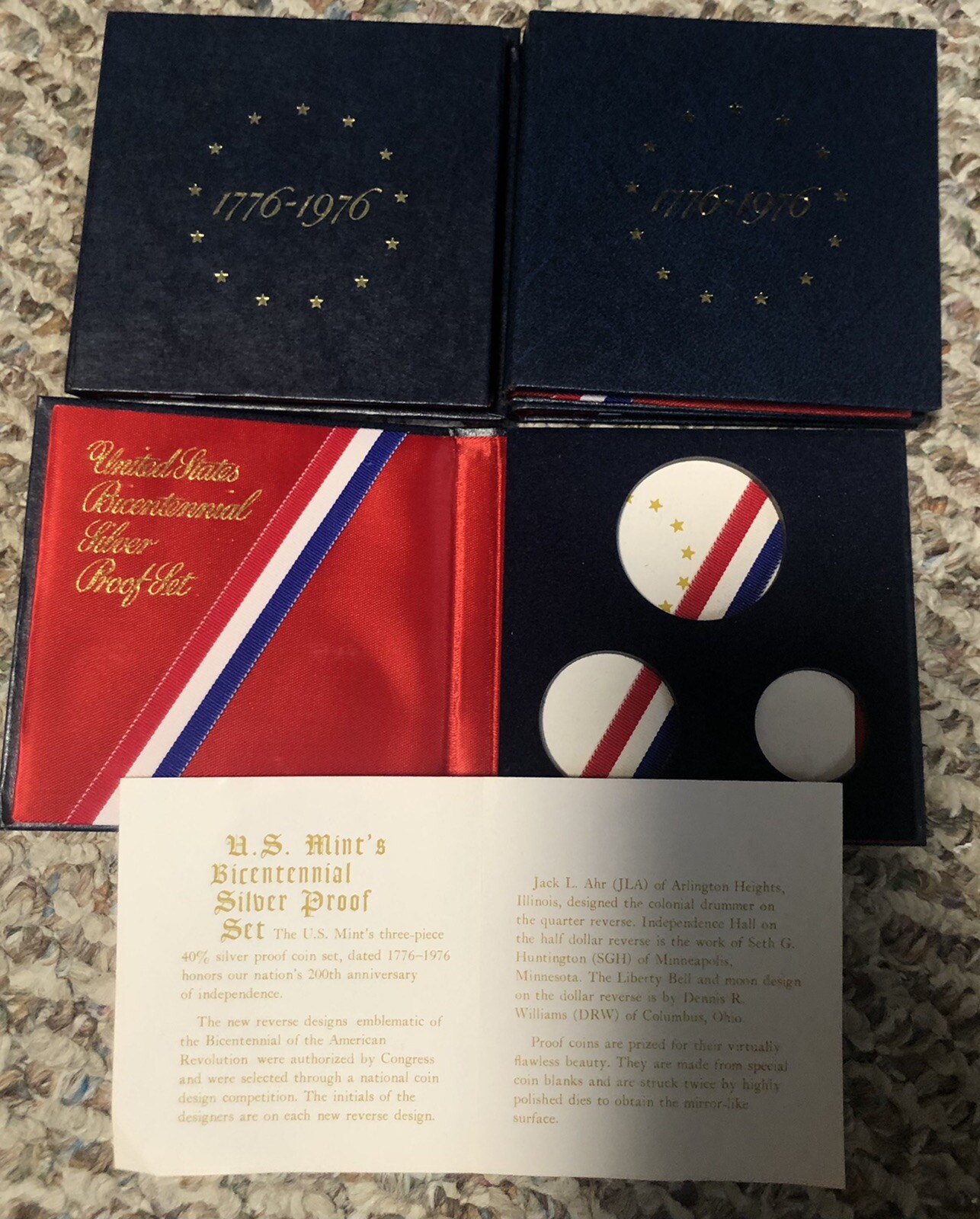Lot Of 5 Empty Holder For 1976 S PROOF 3 Coin Bicentennial 40% SILVER Set W/COA
