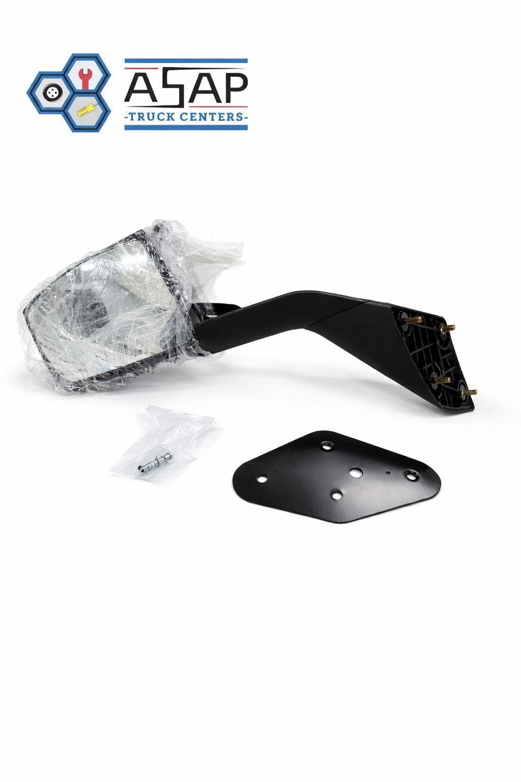 V-012A-L Volvo VNL Hood Mirror Left Side Black Aftermarket Replacement