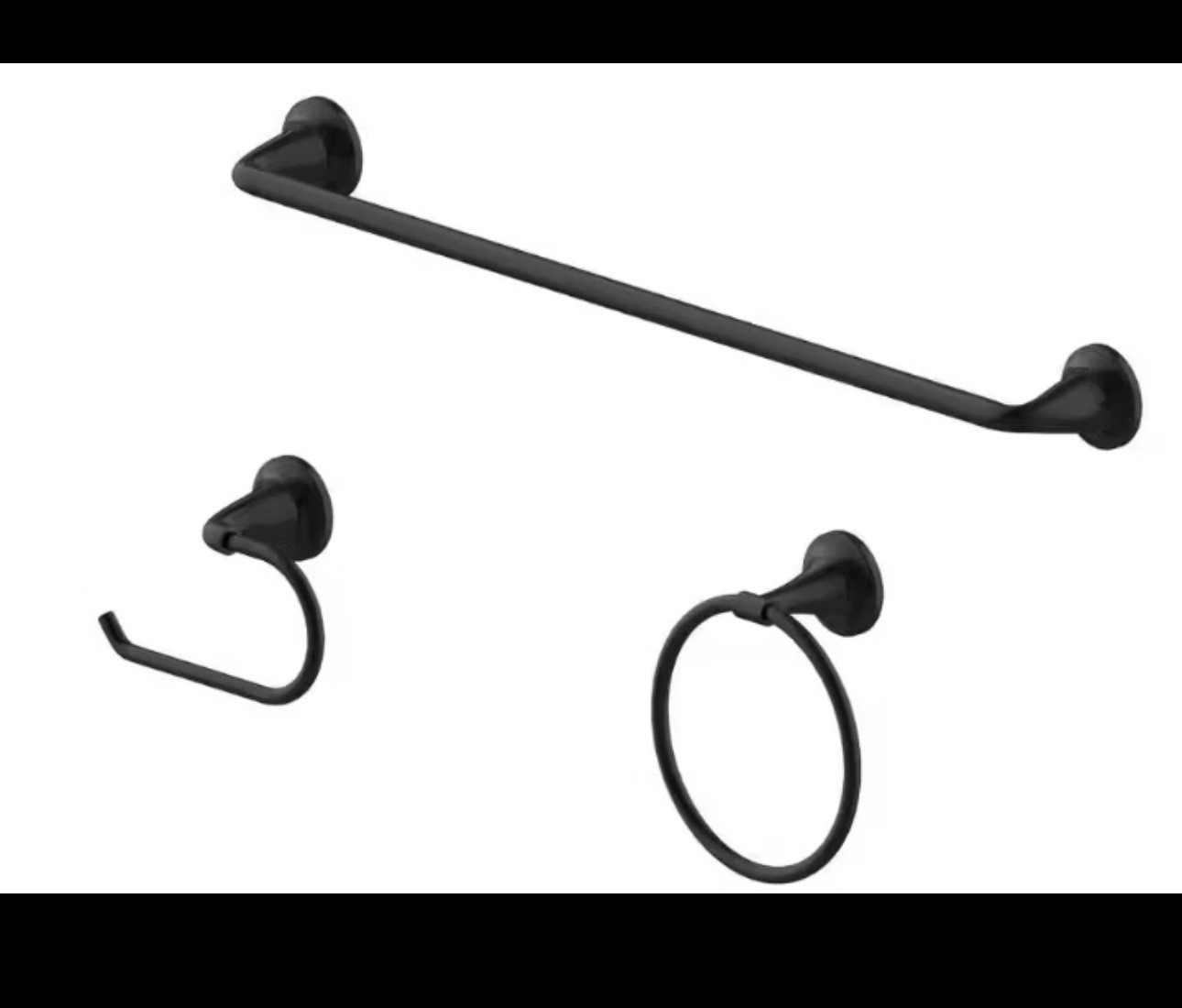 GB Constructor 3-Piece Bathroom Hardware Set with 24" Towel Bar In Matte Black