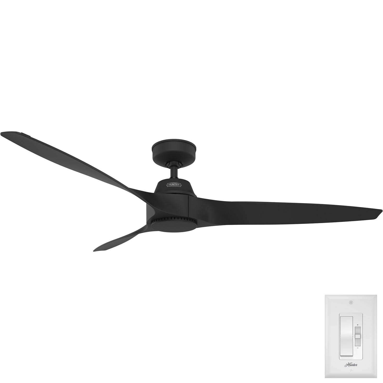 Hunter Fan 60 inch in Matte Black Outdoor Ceiling Fan with 3 Blades and No Light