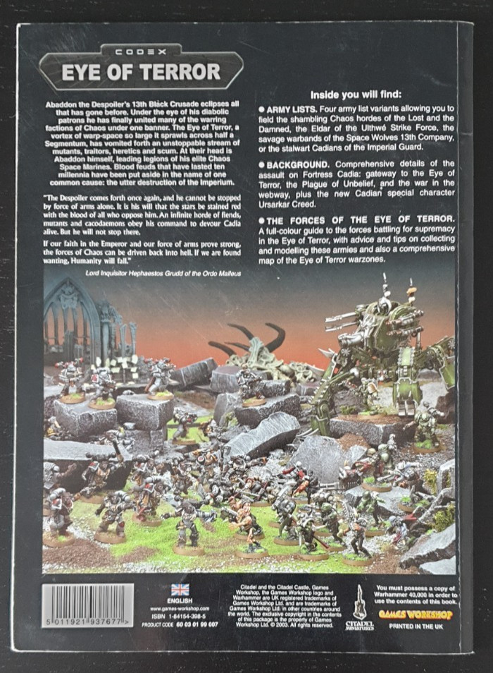 Warhammer 40K 3rd Edition Codex Eye of Terror (paperback, 2003)