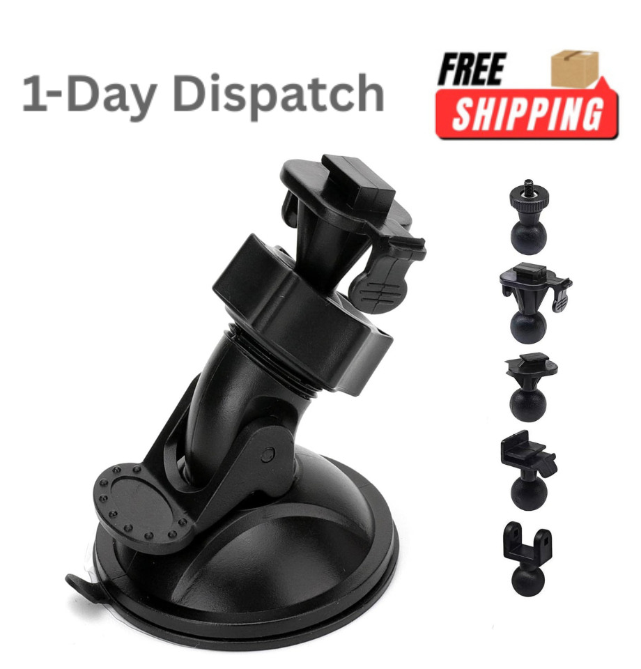 Sportway S10 Suction Cup Dash Cam Mount with 6+ Joints Black