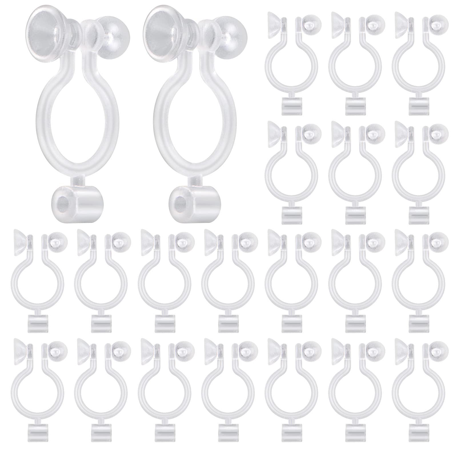 50Pcs Resin Invisible Clip-on Earring Converters Components Clear Plas