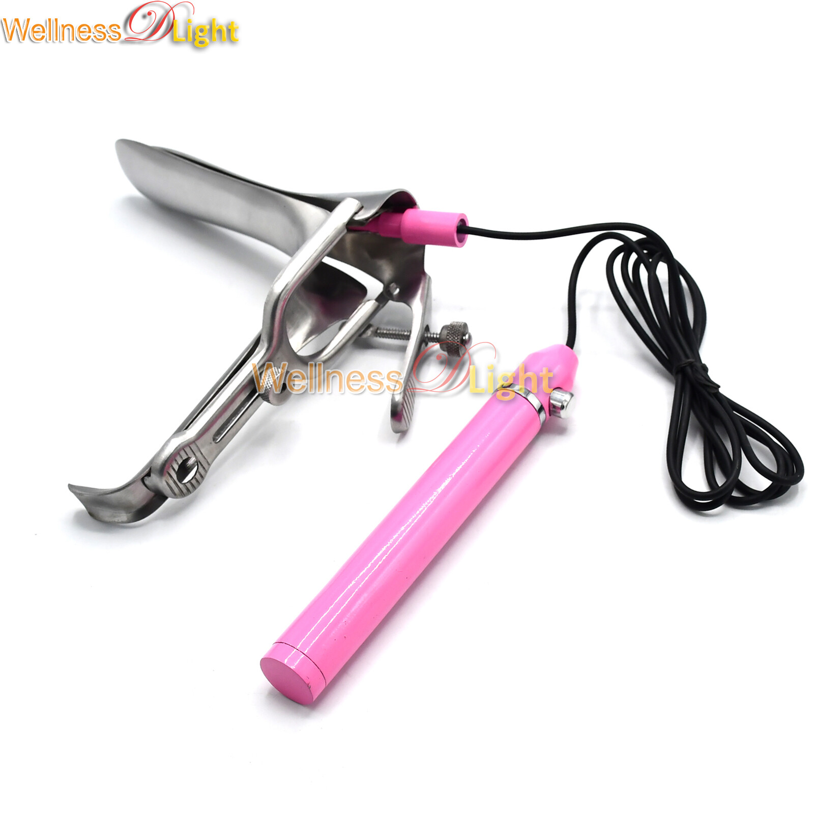 WDL Graves Vaginal Speculum LARGE With Light ,Pink Handle Gynecology Instrument