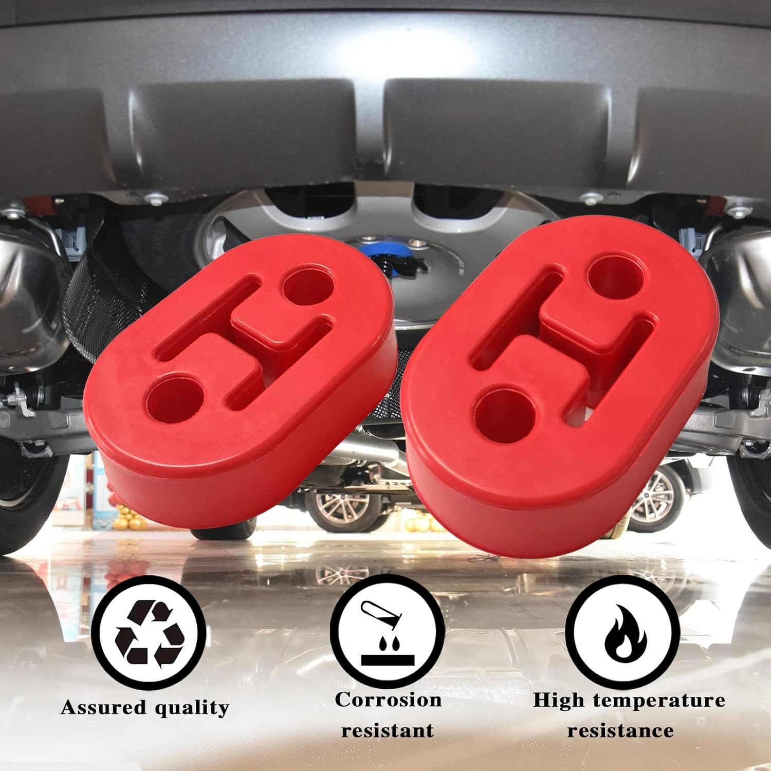 2pcs Heavy Duty Rubber Exhaust Tail Pipe Mount Bracket Hanger Bushing Insulator
