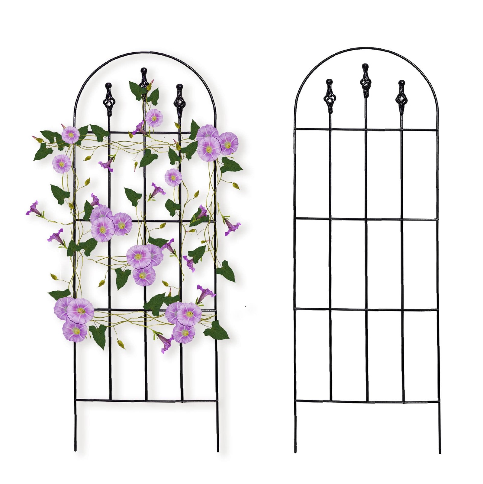 SCENDOR 48" H x16 W Trellis,Black Garden Metal Vine 48 inch-2 pack, Black