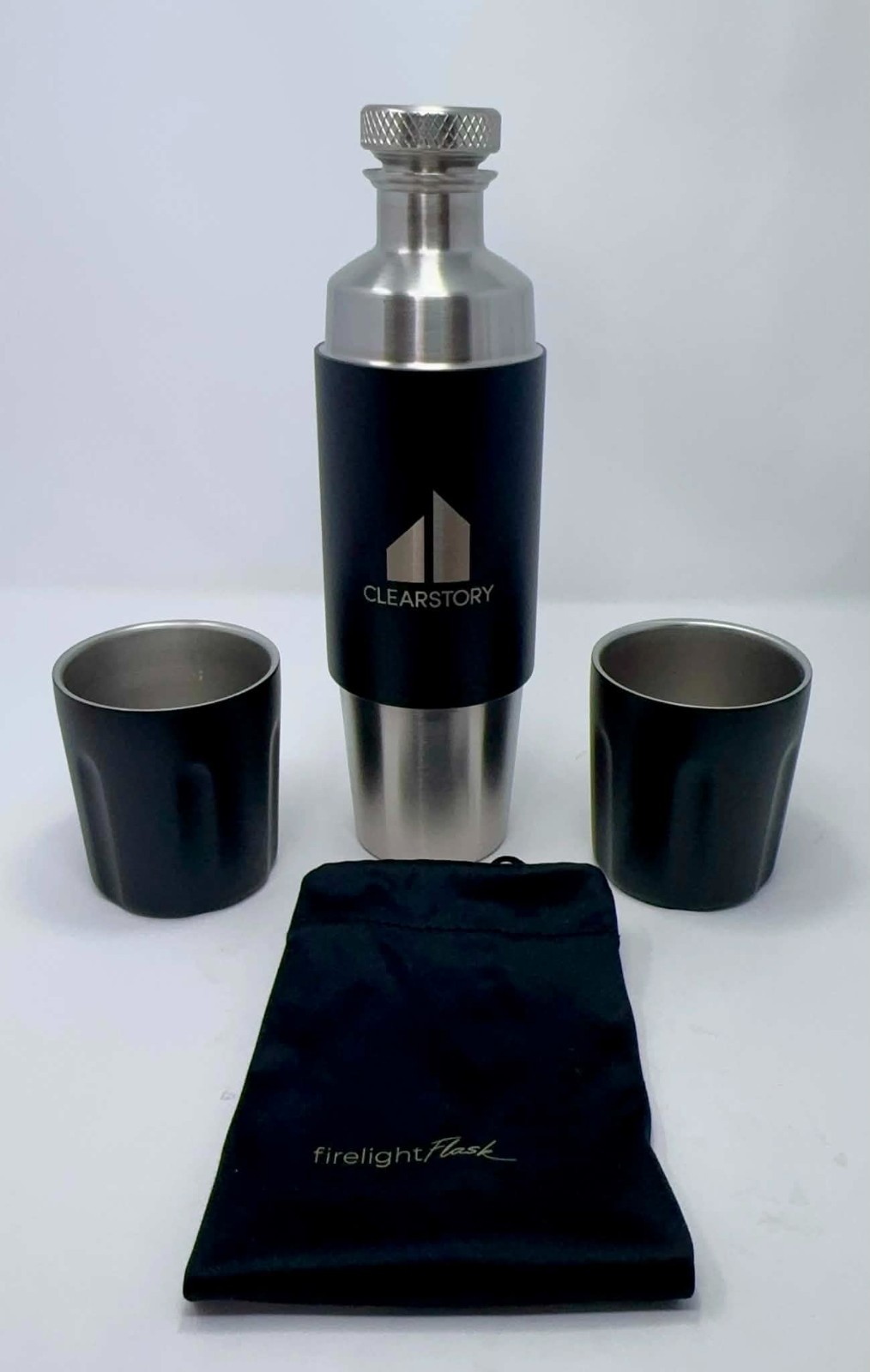 NEW High Camp Flask Firelight 750 3 Piece Bar Set Silver Shooter Tumbler W/Bag