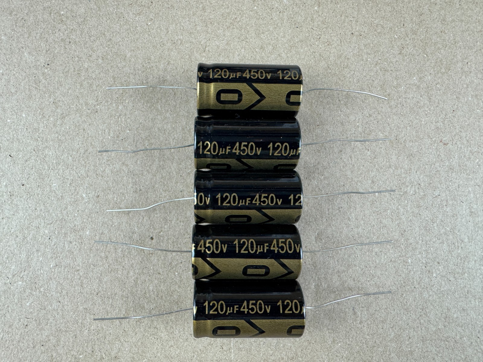 5pc Electrolytic Capacitor Axial 2000hr +105℃ RoHS 120uF 450V φ22x41mm Supertech