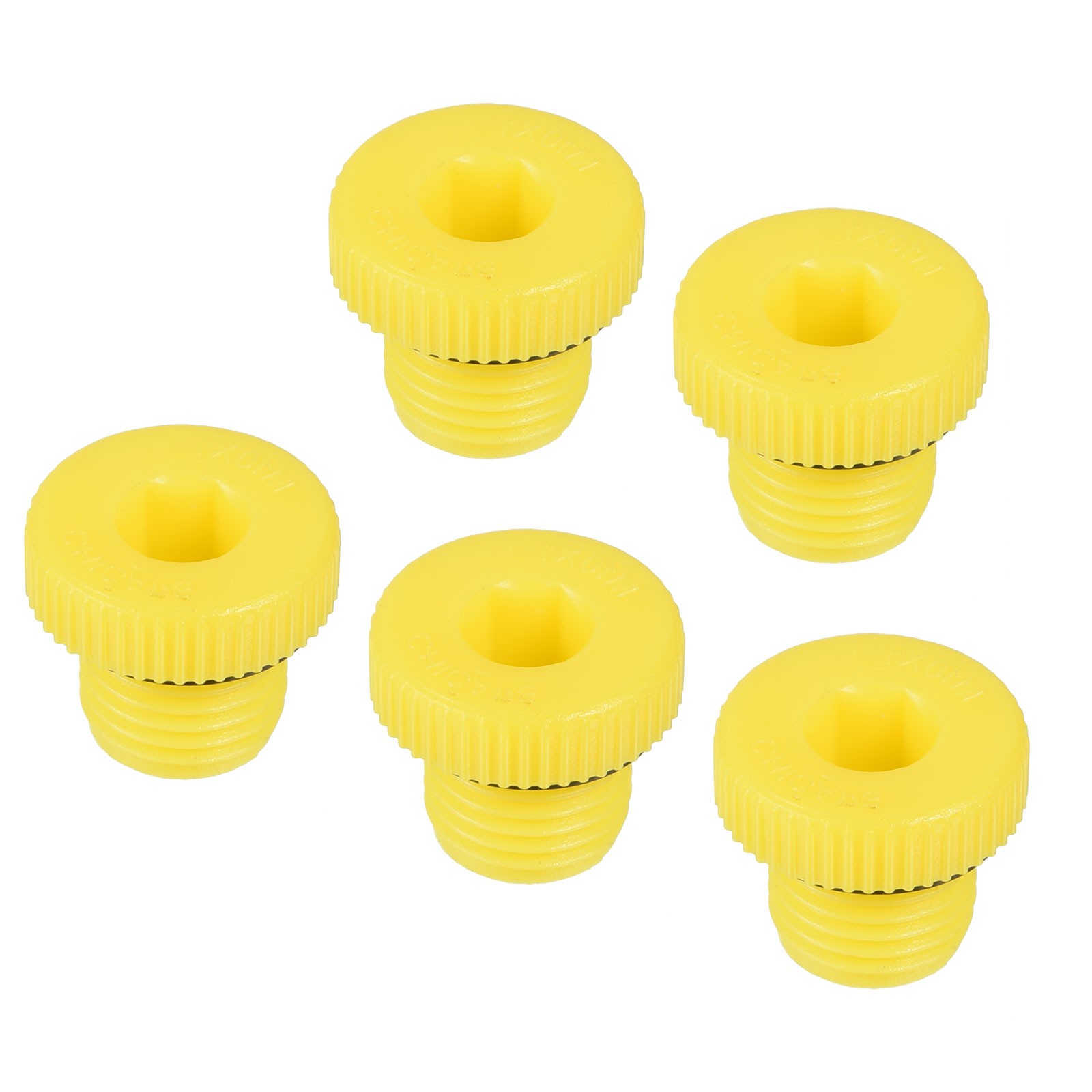 5 Pcs End Caps, PP Plastic Hold Plugs Male Threaded Hex Socket (Yellow, M10x1)