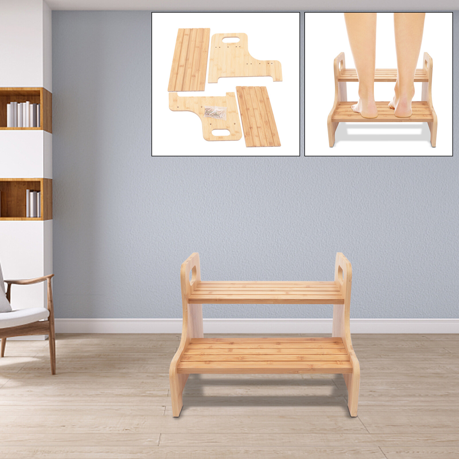 High Beds Bed Steps For Elderly/ Child Two Step Stool Stair Ladder Bath Benches