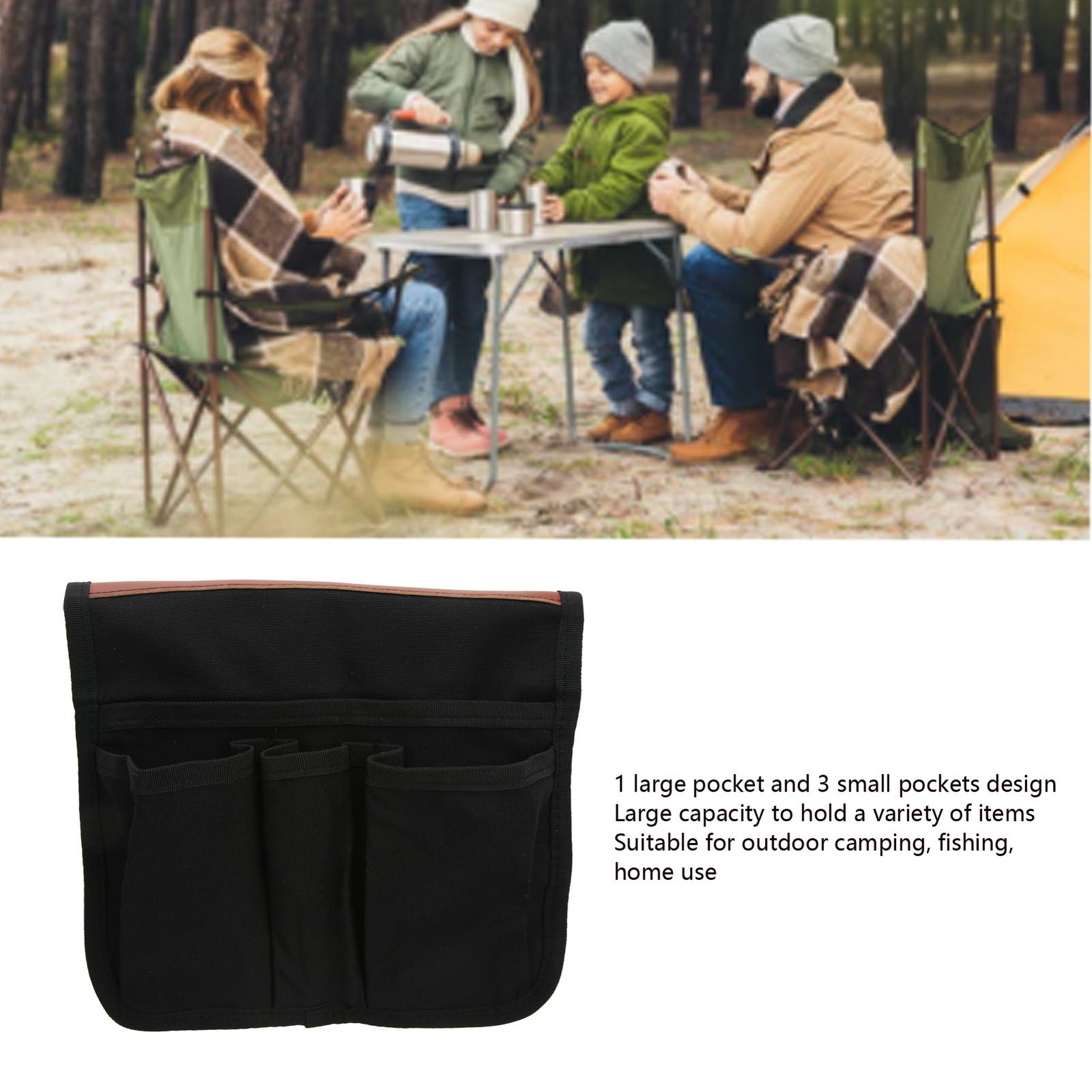 Multifunctional Camping Chair Arm Pouch Large Capacity Hanging Storage Bag For O