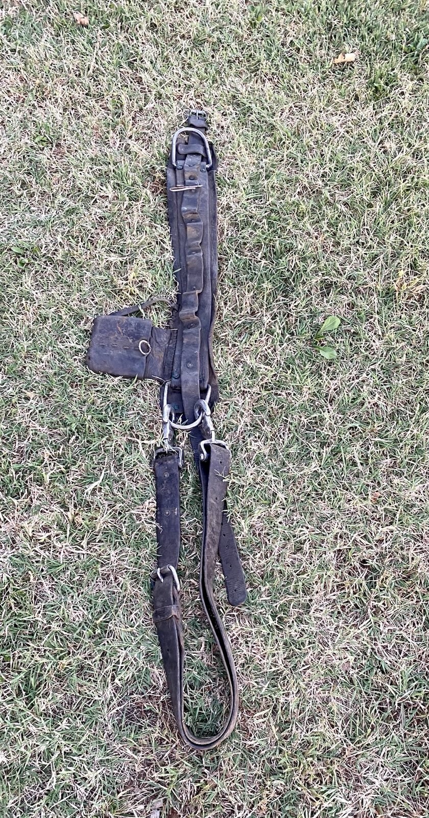 VINTAGE LINEMAN DISTRESSED LEATHER ELECTRIC WORK TOOL BELT ANTIQUE PATINA