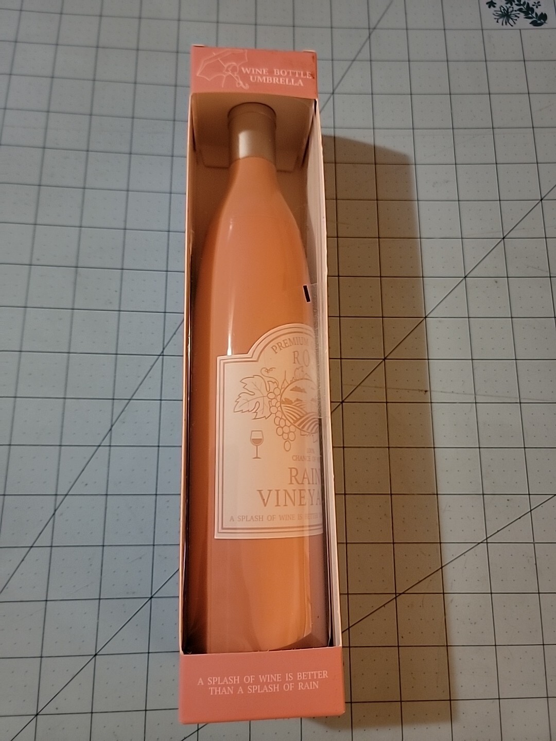 Rainy Vineyards Brand: Pink & White Wine Bottle Umbrella, New With Free Shipping