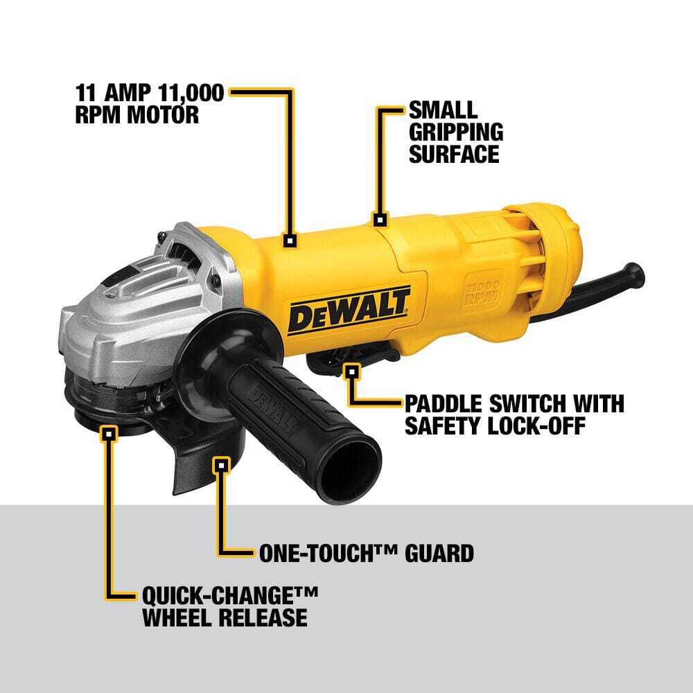 DEWALT 11 Amp Corded 4.5 in. Small Angle Grinder