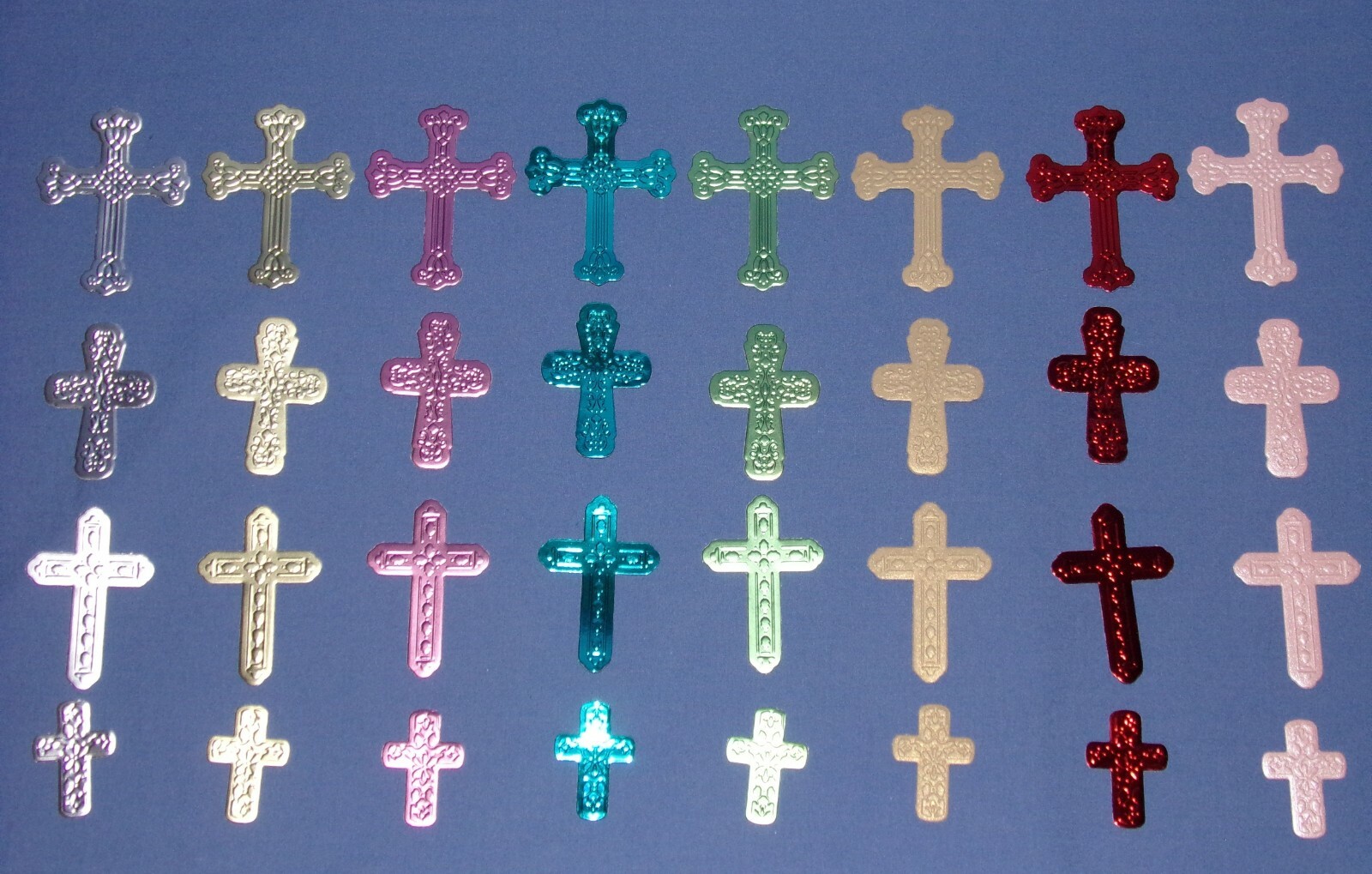 Cross Die Cuts 8 colors 4 designs 32 pieces Assorted Metallic & Mirror Cardstock