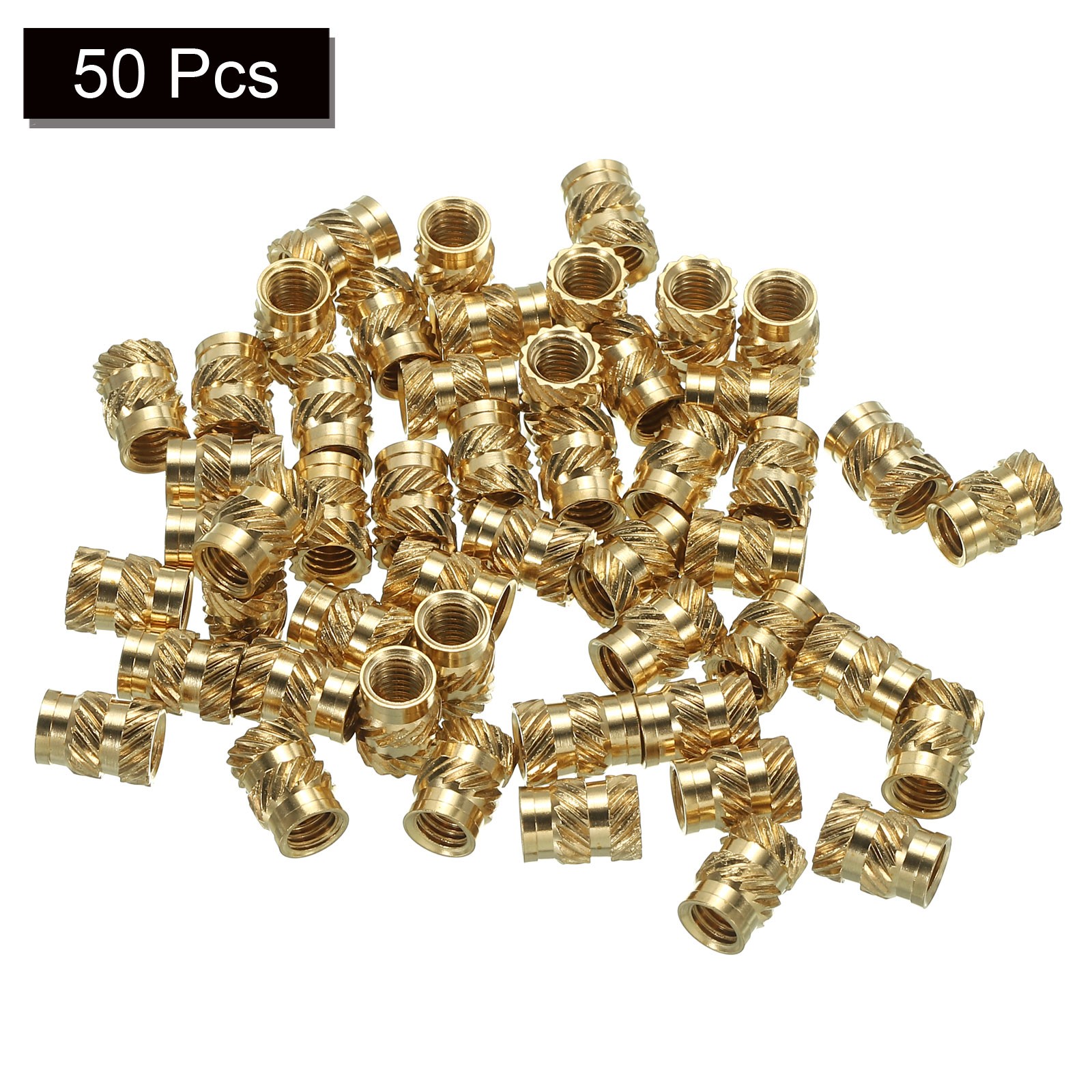 50 Pcs M5 Threaded Inserts Metric Knurled Nuts Brass Heat-Set Inserts