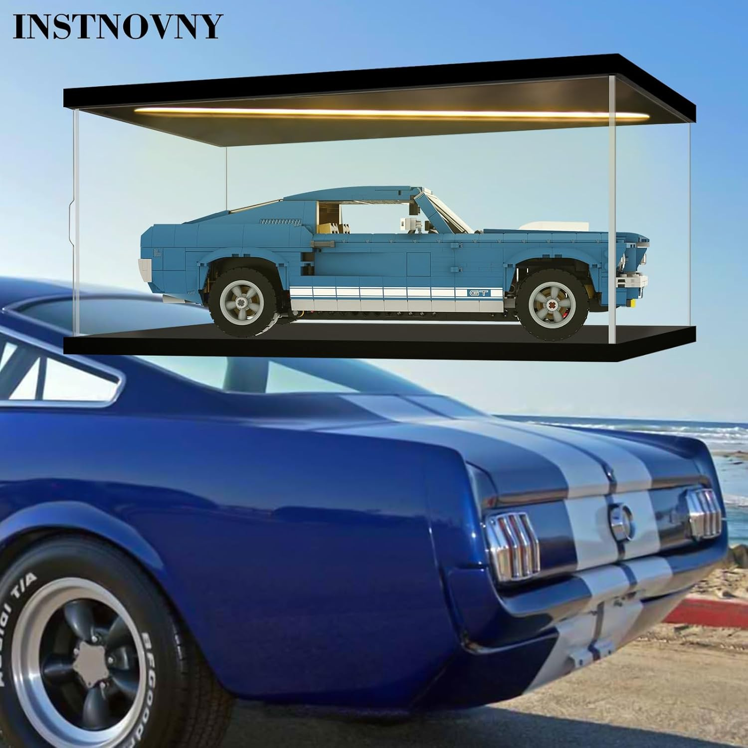 Car Display Case Acrylic LED Light 1/12 Clear Rack Model 1/18 Diecast Door Box