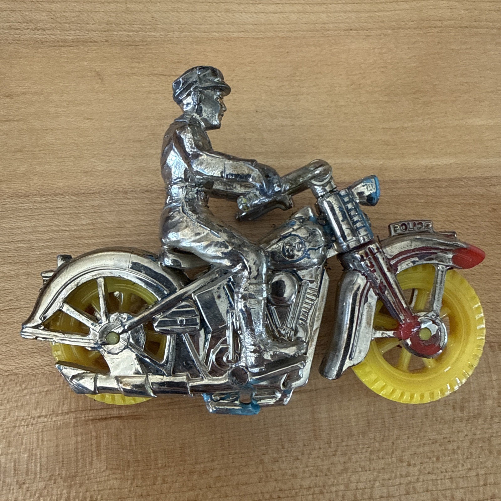 Two 1950s Hard Plastic Thomas Toy Harley-Davidson Police Motorcycle With Driver