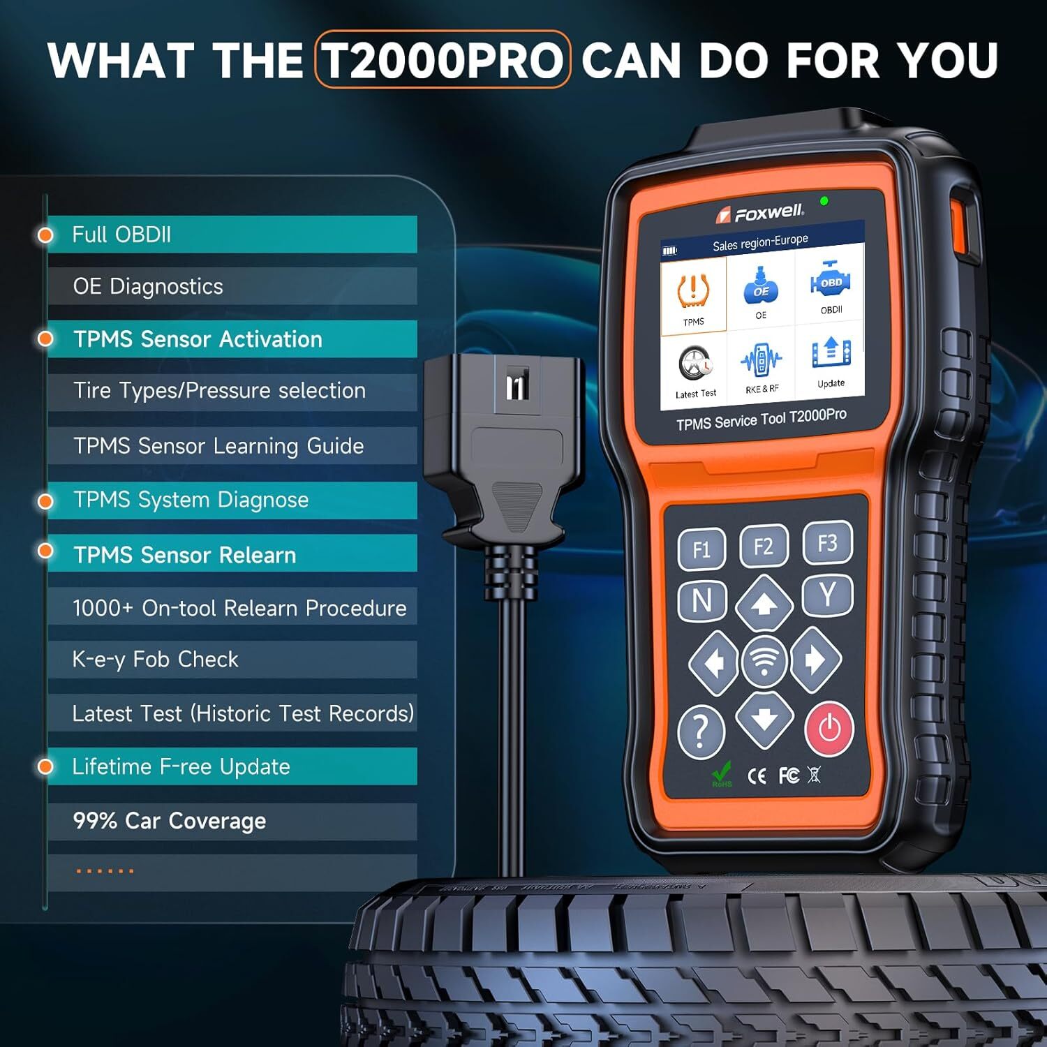 FOXWELL TPMS Tire Sensor Relearn/Reset/Activate/T200 PRO Programming Tool OBD2