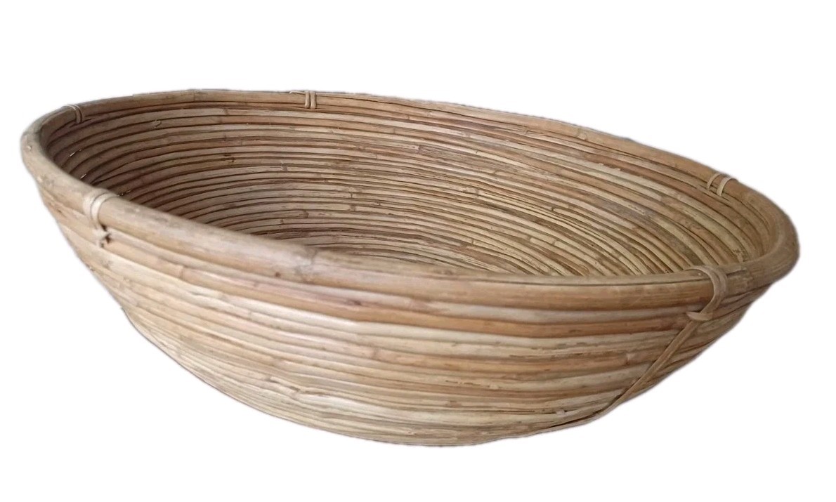 Vintage MCM Pencil Reed Bowl Basket Extra Large