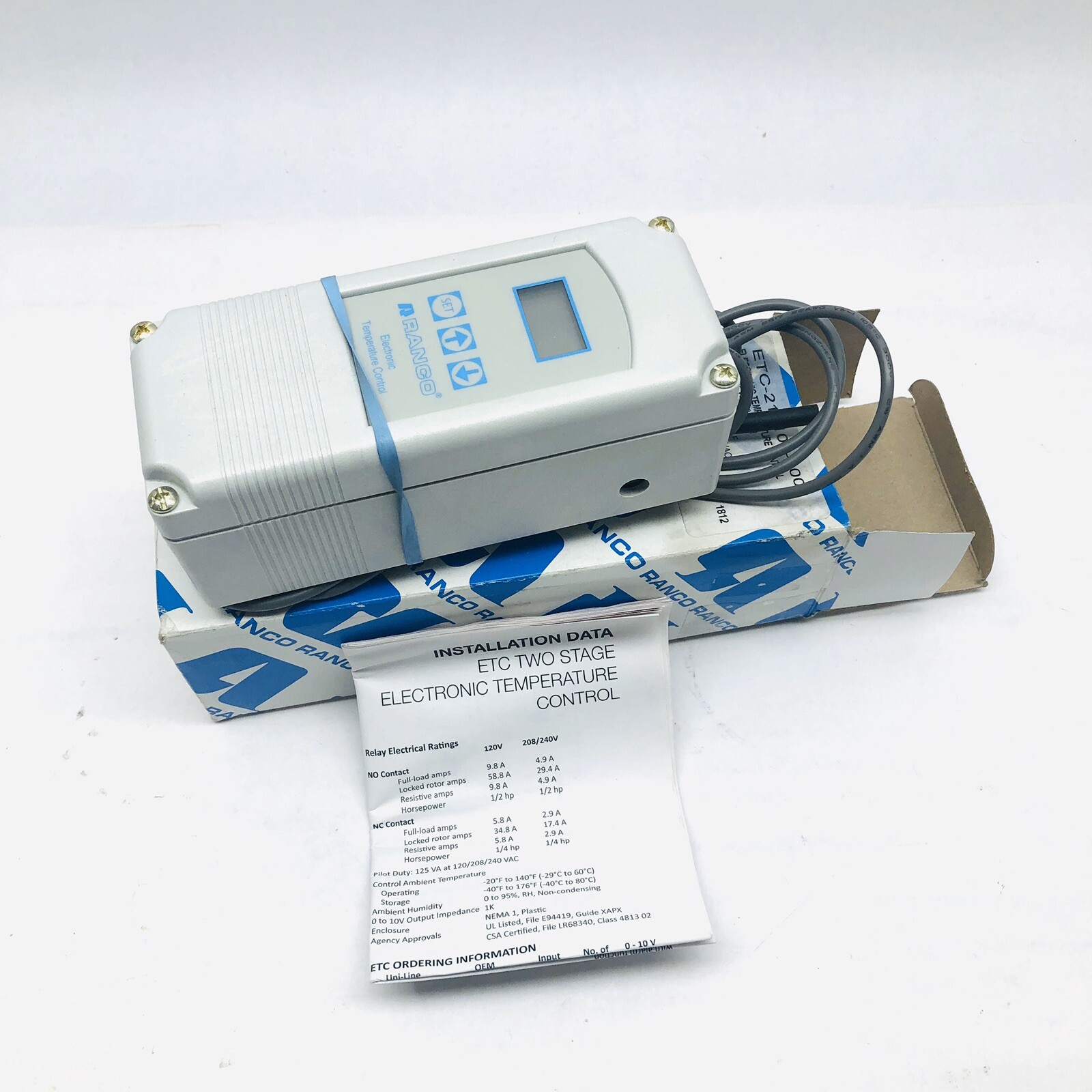RANCO ETC-211100-000 ELECTRONIC TEMPERATURE CONTROL DUAL STAGE WITH SENSOR POWER