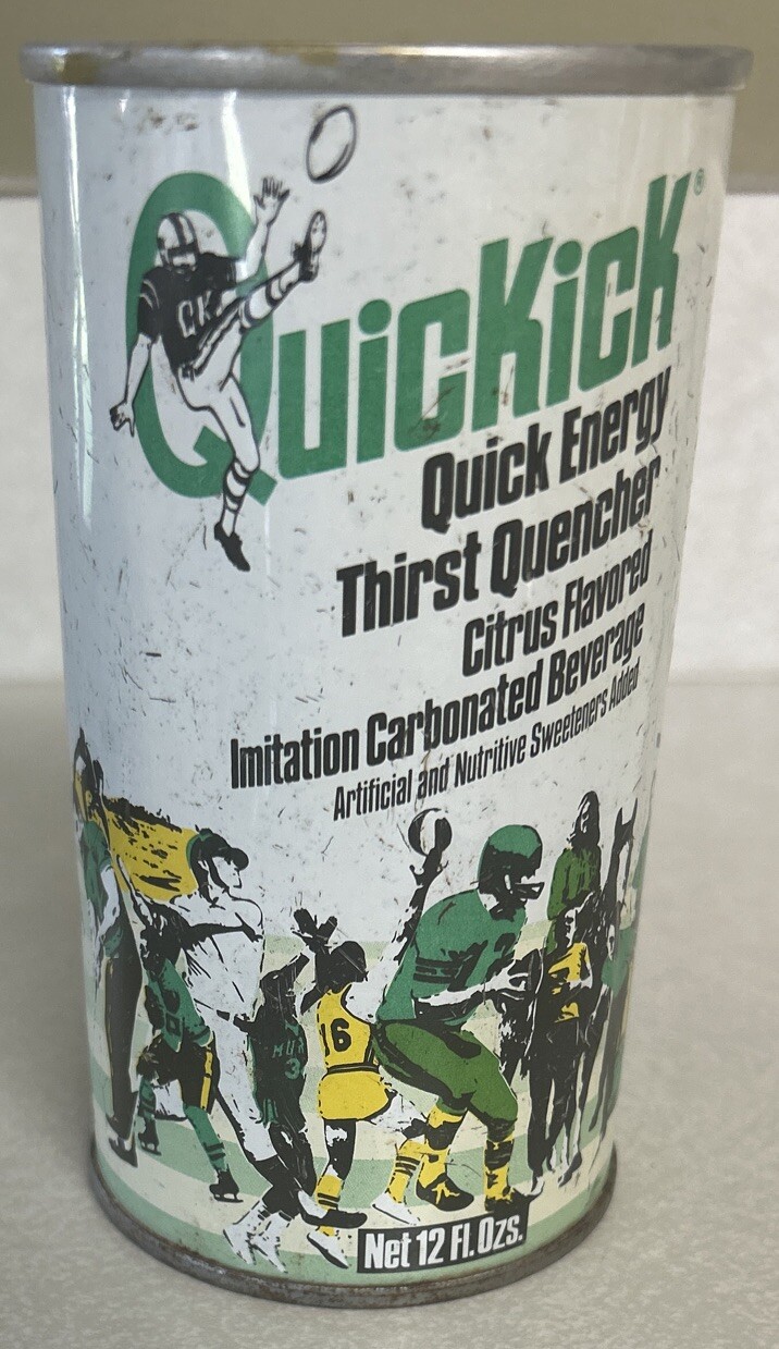 VTG Quickick Citrus Energy Thirst Quencher Beverage 12 Oz. Flat Top Empty Can