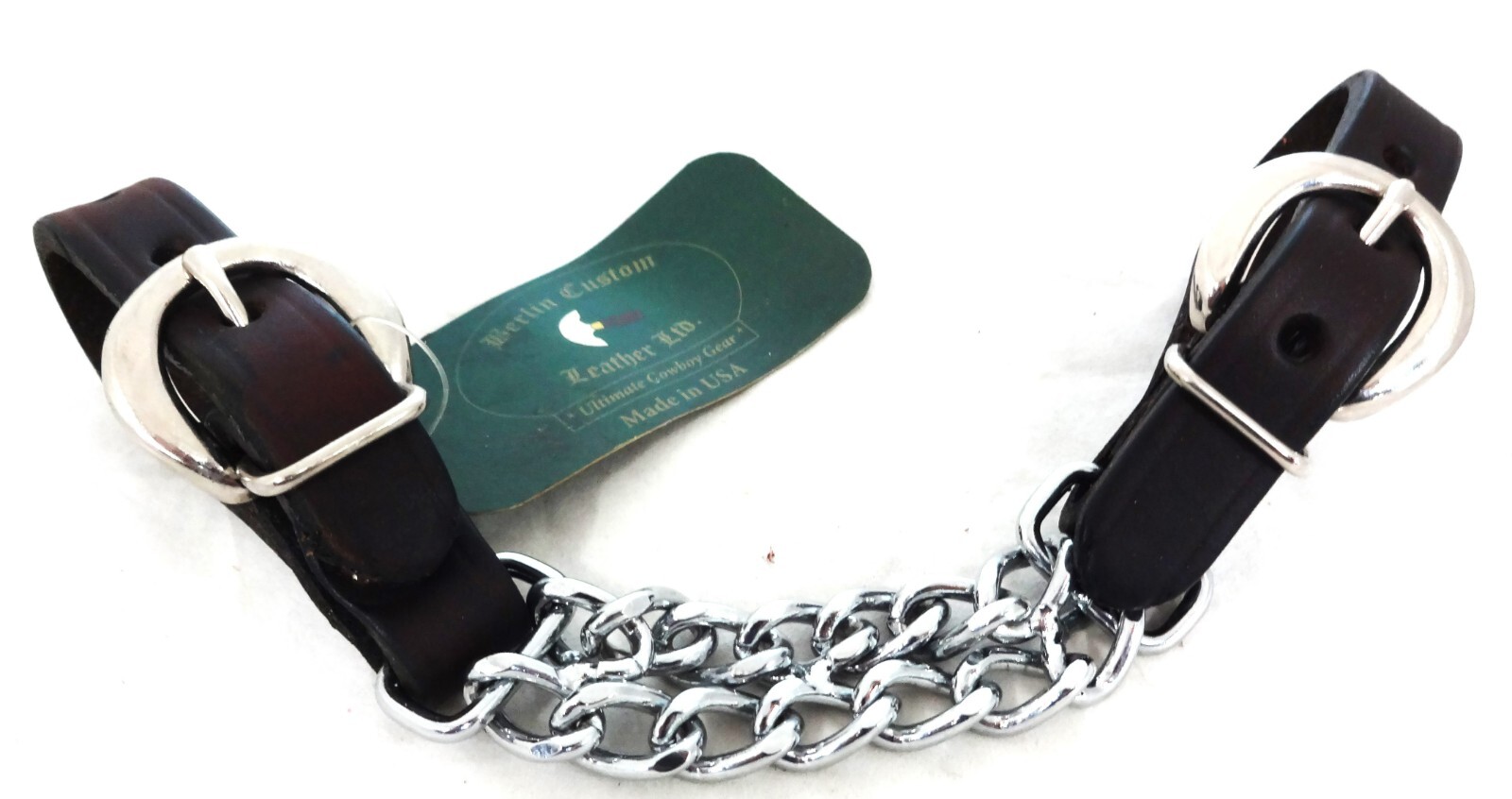 Double Chain Dark Oil Leather Curb Strap Buckles Berlin Horse Tack New Bridle