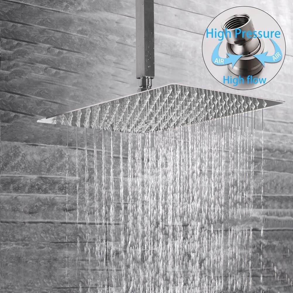 Shower Faucet Set w/Mixer Valve Rainfall Shower Head Combo System Ceiling Mount