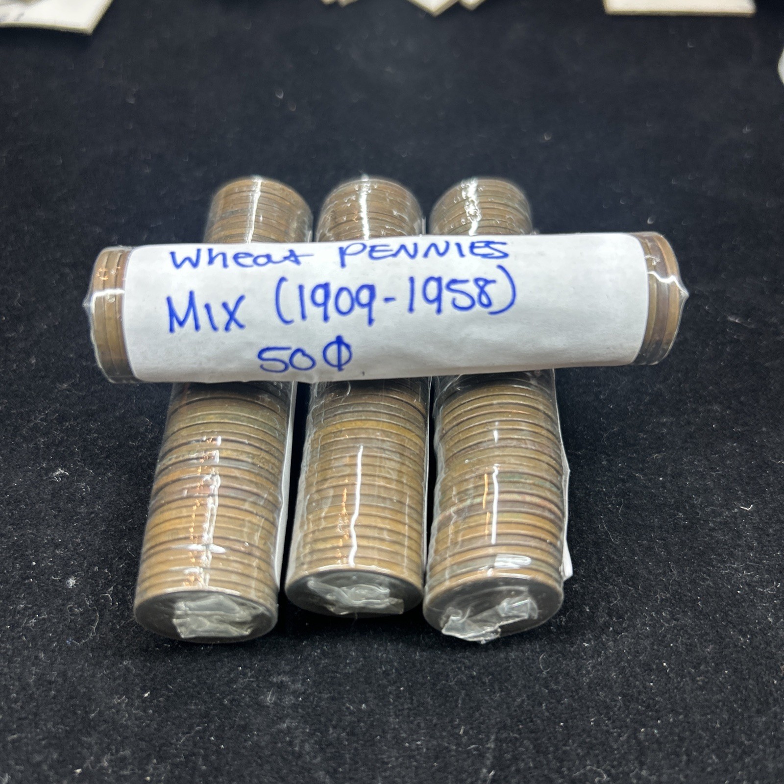 1909-1958 Lincoln Wheat Cent Roll - Average Circulated 50ct Mixed Random Dates