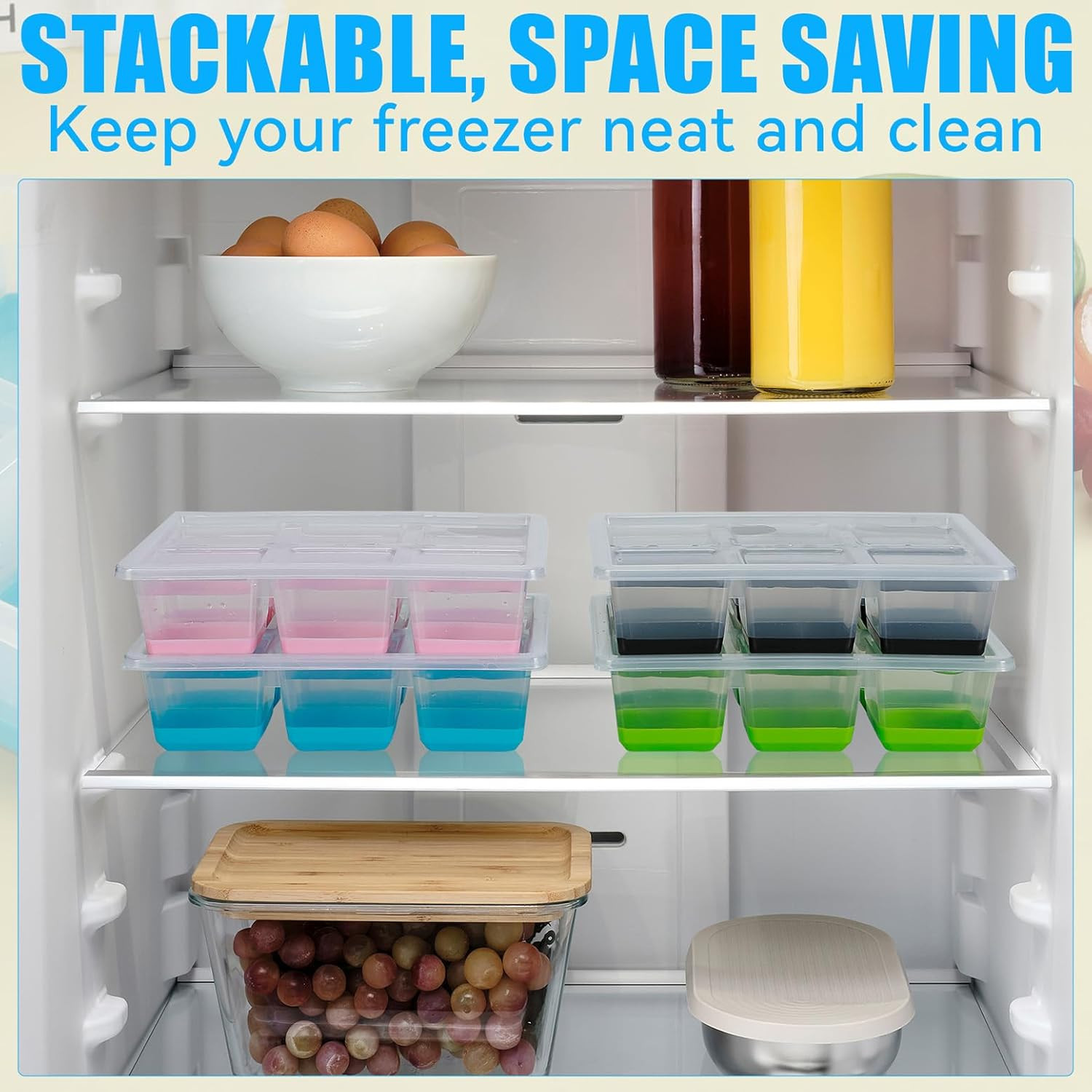 Ice Cube Trays 2 Pack, Large Silicone Ice Cube Molds with Leak-Proof Lid, TP...