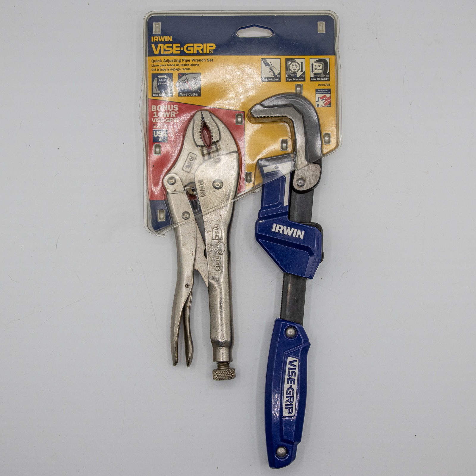 Irwin VISE GRIP 11in Aluminum Quick Adjust Pipe Wrench with Locking Pliers Set