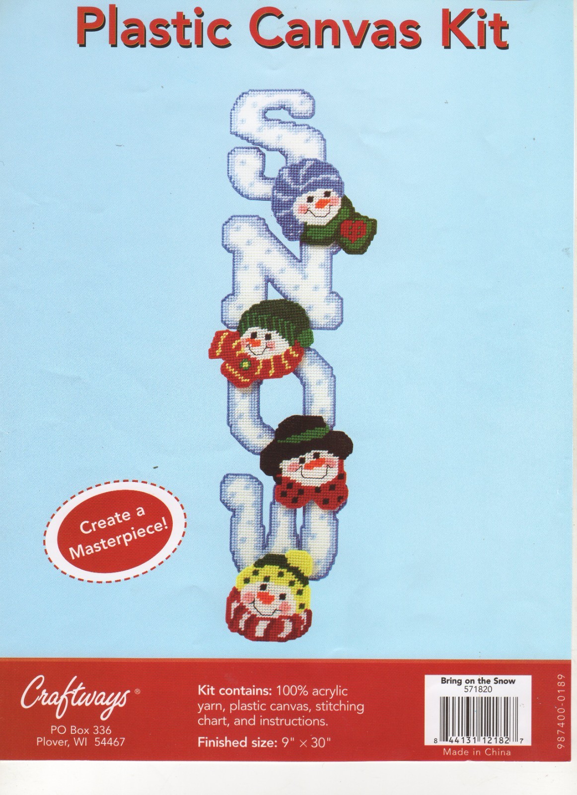 BRING ON THE SNOW  Wall Hanging  plastic canvas  PATTERN (#TF0079)