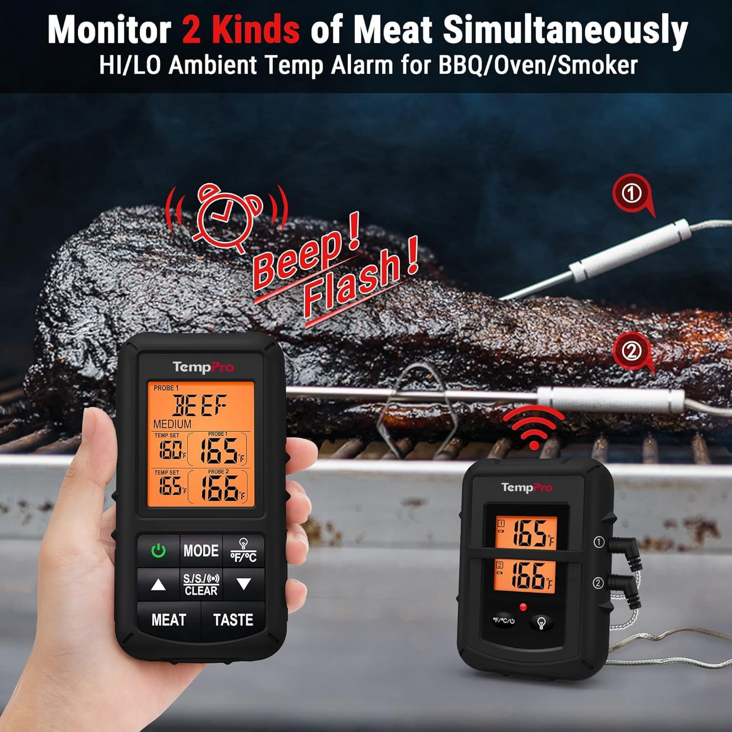 Tempsync 500FT Wireless Meat Thermometer for Grilling and Smoking | RF Technolog