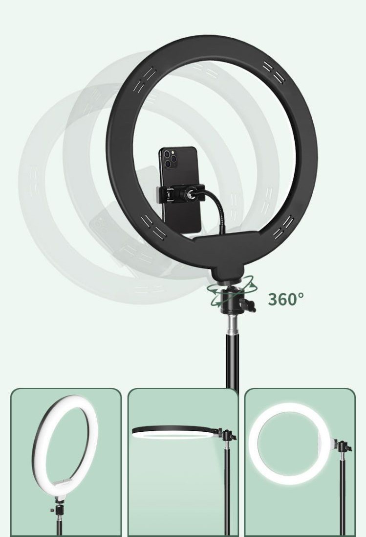 10" LED Ring Fill Light w/Stand & Mount Kit for Camera Phone Selfie Video Stream