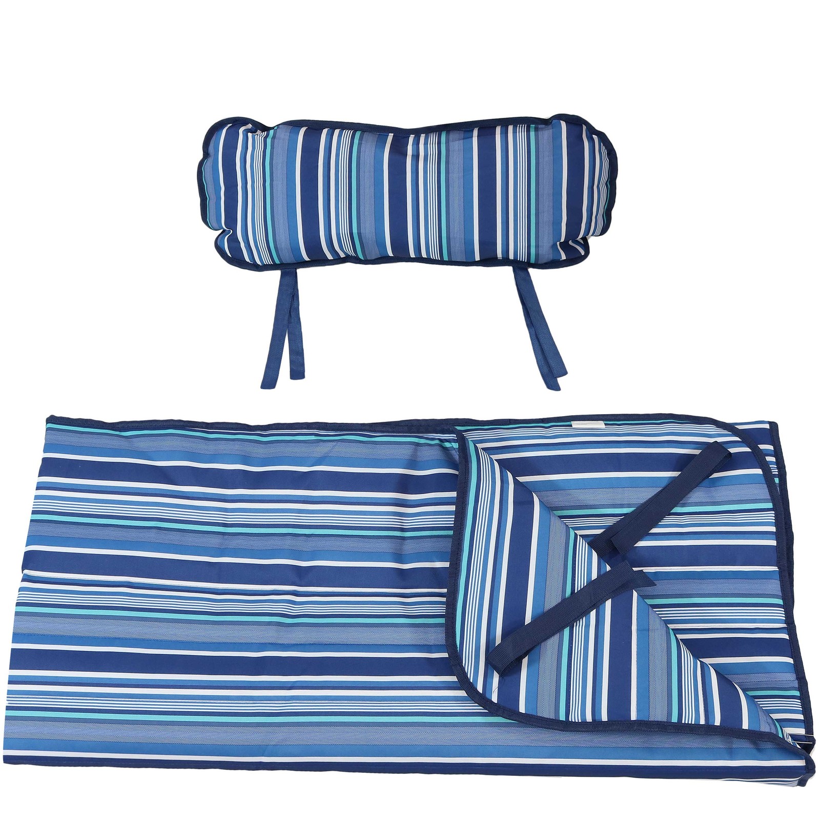 Outdoor Polyester Hammock Pad and Pillow Set - Breakwater Stripe by Sunnydaze