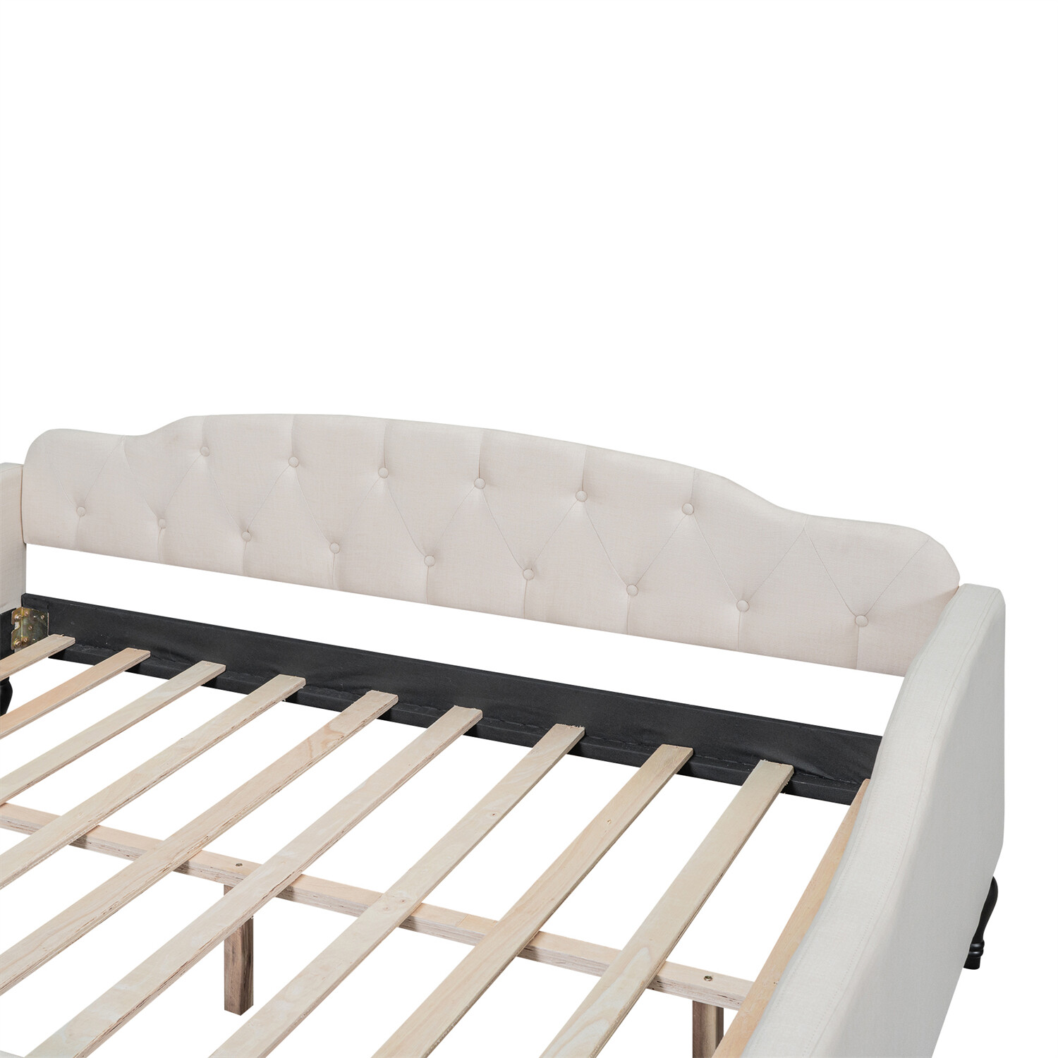 Full Size Daybed Linen Upholstered Bed Frame Sofa Bed for Bedroom Beige