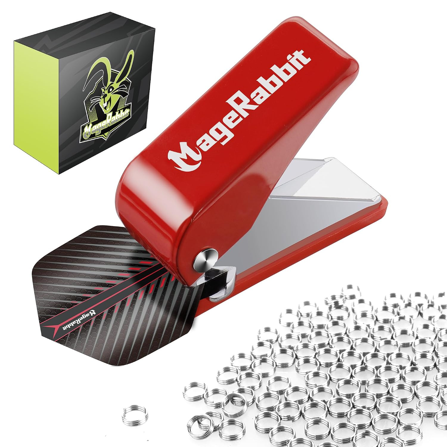 Dart Standard Flights Puncher,Dart Flight Hole Punch Tool with 100 Metal O Rings