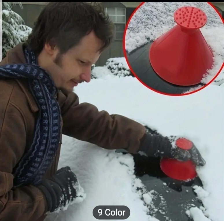2 in 1 Car Windshield Magic Ice Scraper Tool Cone Shaped And Funnel. 3pc 