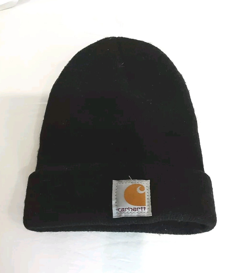 Carhartt Youth 7" x 8" Acrylic Watch Cuff Beanie Hat - Black (USA) -C1