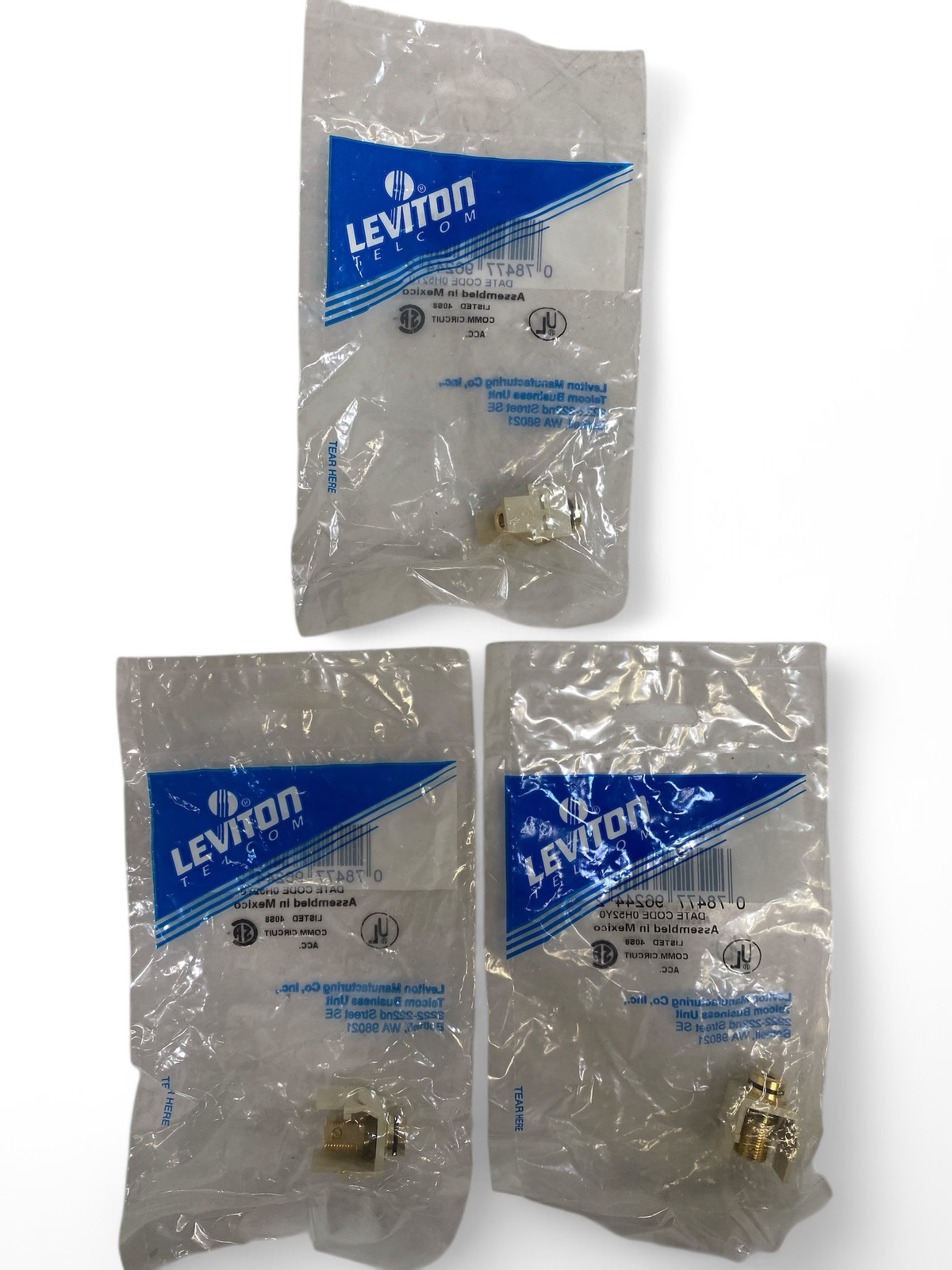 Leviton 40837-BIE Gold-Plated Banana Jack Quickport Connector - Ivory *Lot of 3*