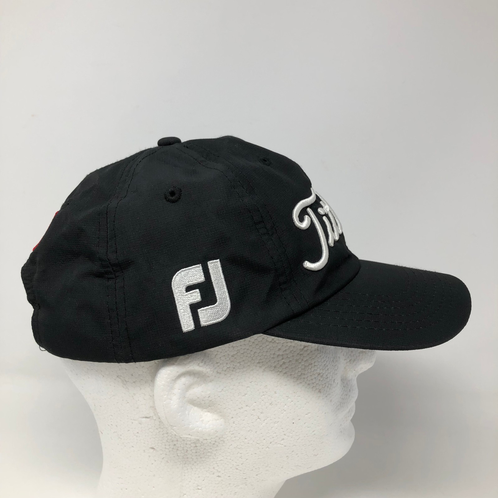 Titleist Performance Pro V1 FJ Logo Black White Adjustable Golf Hat EXCELLENT