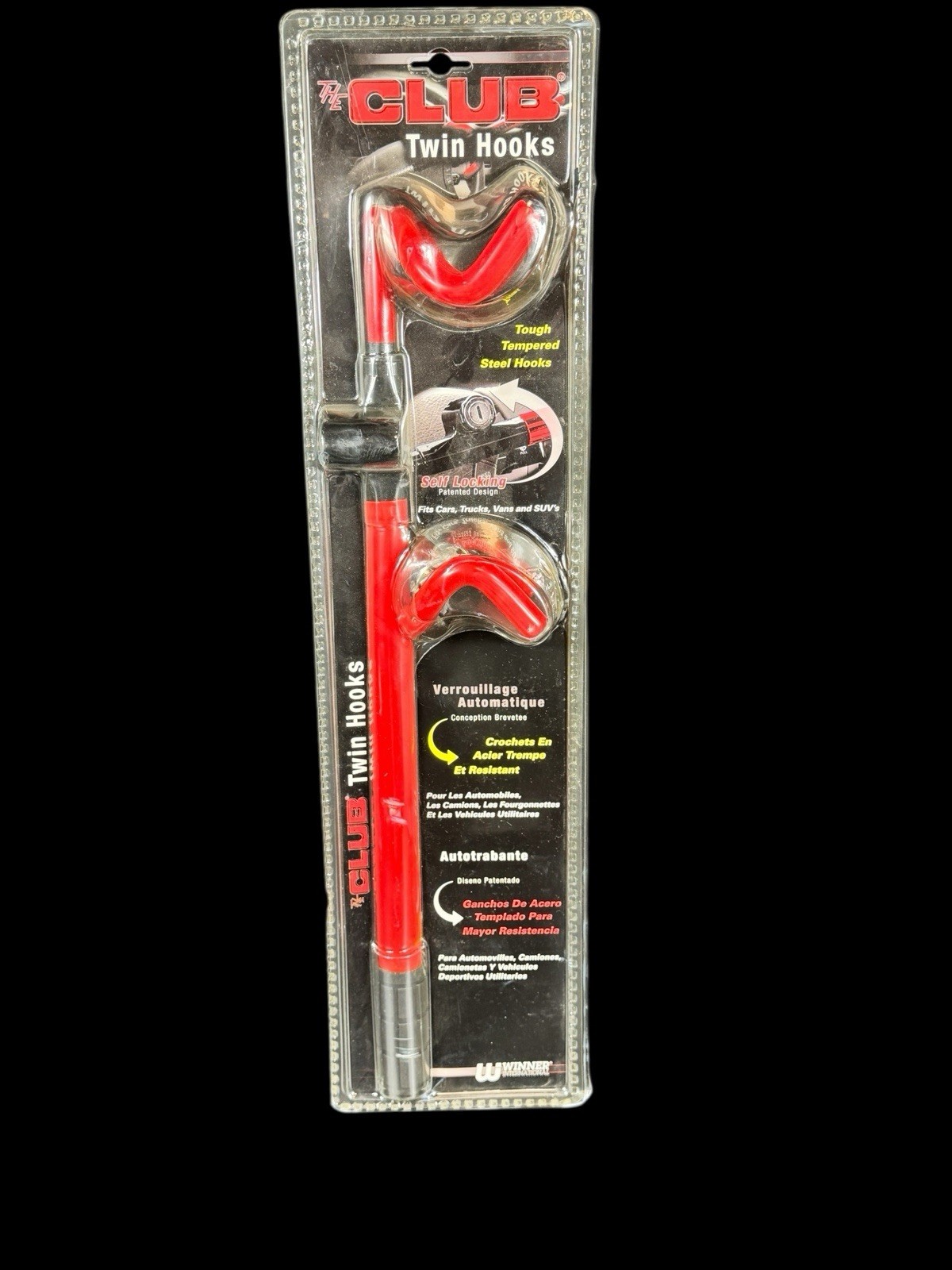 The Club Twin Hooks Steering Wheel Lock, Red Two Keys Brand New Original