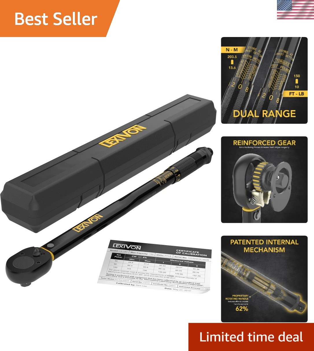 High-Precision 1/2-Inch Drive Torque Wrench 10-150 Ft-Lb - Durable and Reliable