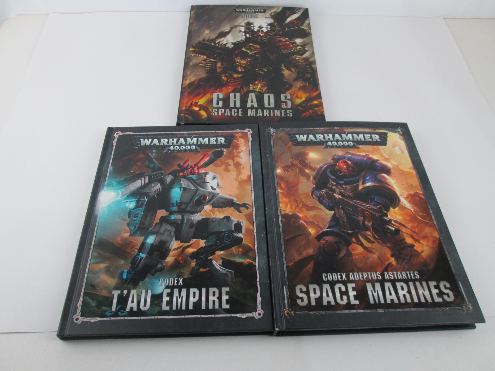 Lot of 3 Warhammer 40k Hardcover Books Space Marines Chaos T'AU Empire