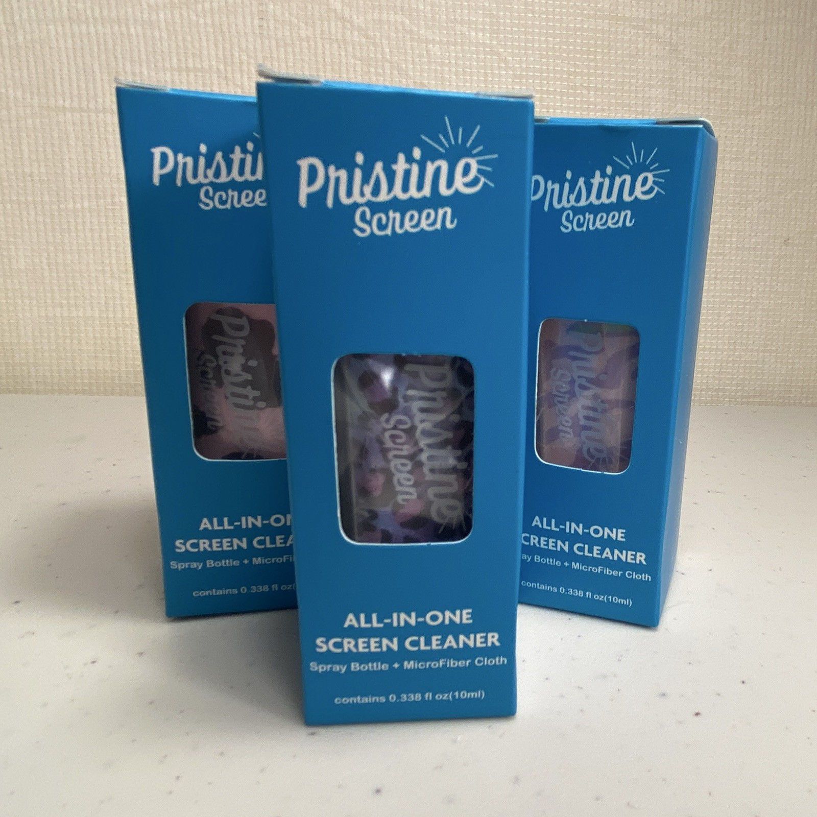 Pristine Electronics Screen Cleaner Spray Bottle+ Microfiber Cloth 10ml set of 3