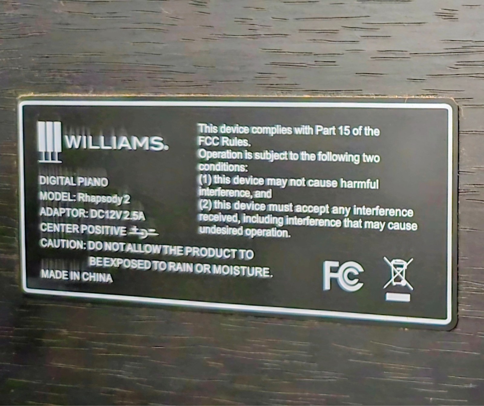 Williams RHAPSODY2 88-Key Console Digital Piano